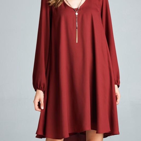 Maroon Bohemian Bell Dress - Picture 1 of 3